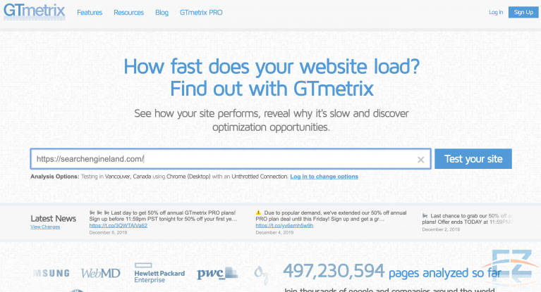 Kiểm tra tốc độ web bằng GTMetrix 